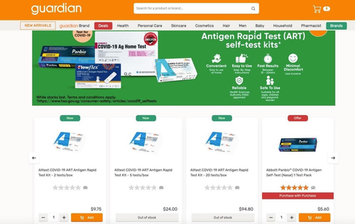 Berita perusahaan terbaru tentang Produk Self-testing COVID-19 AllTest ada di Shelf of Guardian di Singapura!